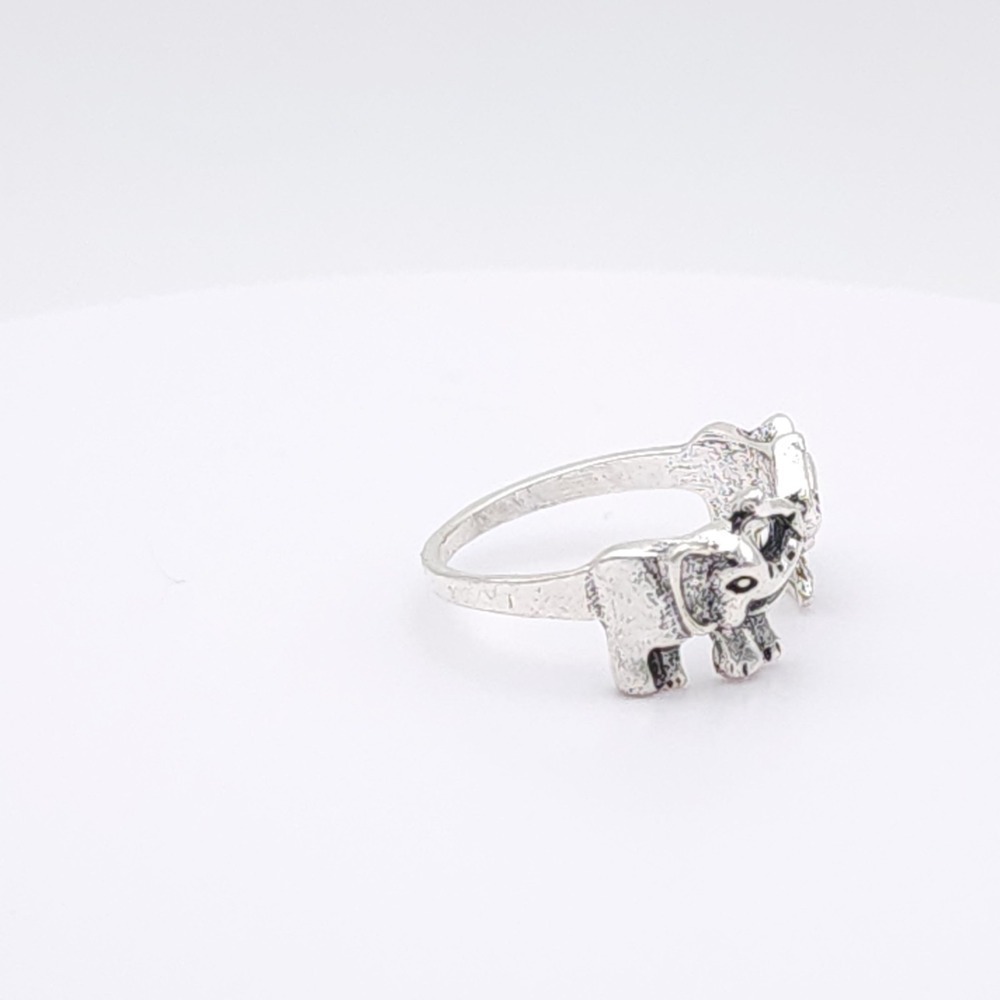 Silver Elephant Wrap Ring Size 7 Animal Band Statement - Picture 3 of 15
